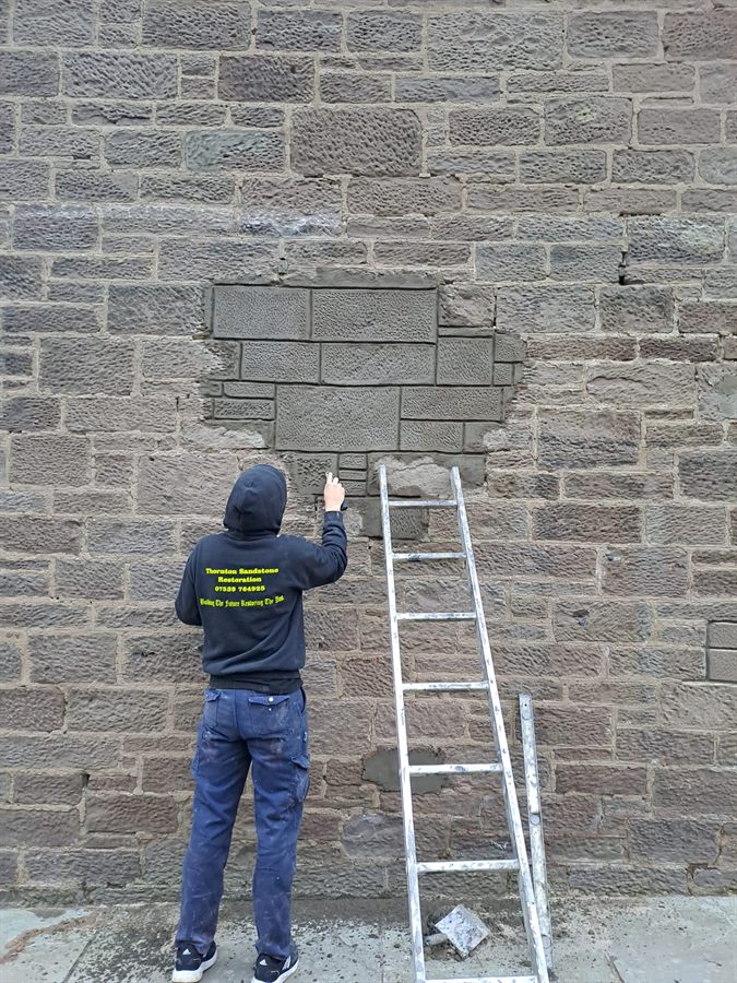 Sandstone repair on a historic Scottish building